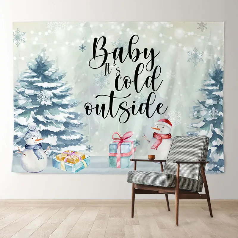 Aperturee Baby Cold Outside Snowman Gifts Christmas Backdrop