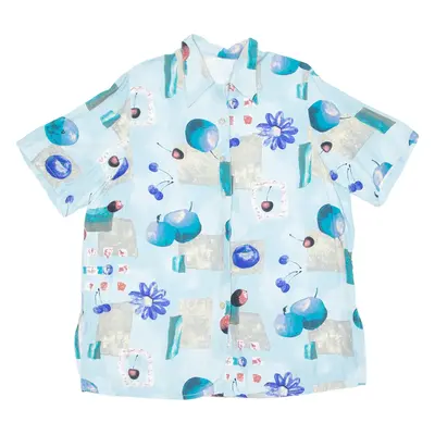Mens Shirt Blue Crazy Pattern XL