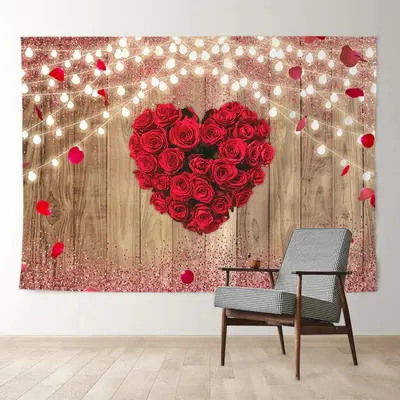 Aperturee Valentines Day Red Rose Heart Lighting Backdrop