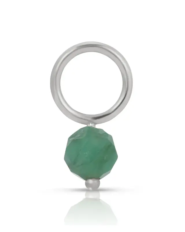 14K Fine One Love Birthstone Charms | Month/Gemstone: May - Emerald | Metal Color: Solid White Gold