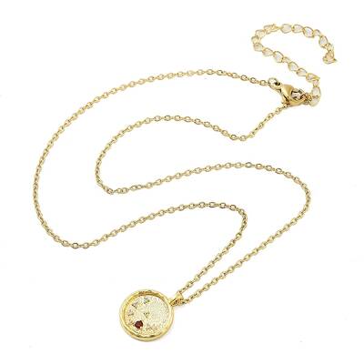 304 Stainless Steel Cubic Zirconia Constellation Flat Round Pendants