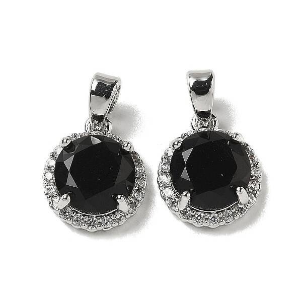 Brass Micro Pave Cubic Zirconia Charms