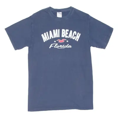 GILDAN Miami Beach Florida Mens T-Shirt Blue USA S