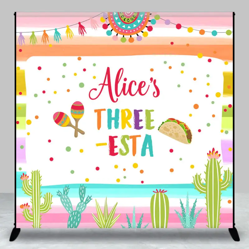 Rainbow Stripe Fiesta Custom 3rd Birthday Backdrop