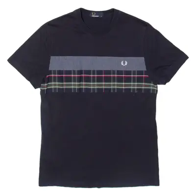 FRED PERRY Tartan Mens T-Shirt Blue S