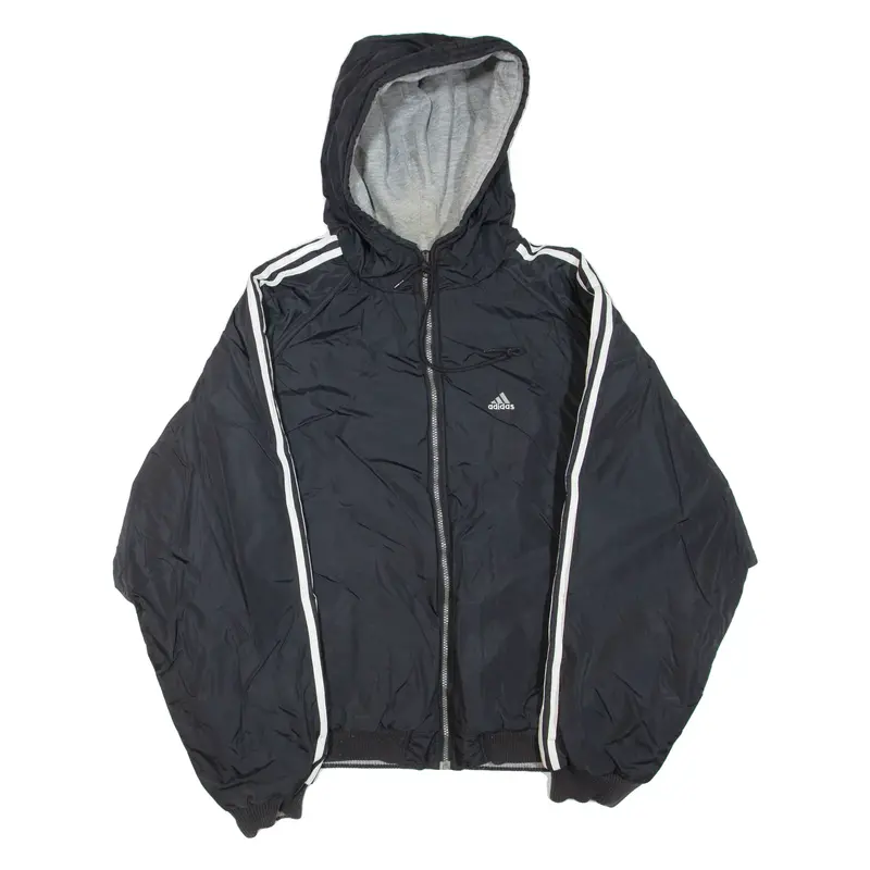 ADIDAS Mens Jacket Black Nylon Hooded XL