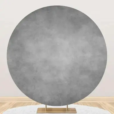 White Gray Abstract Texture Circle Birthday Backdrop - Aperturee