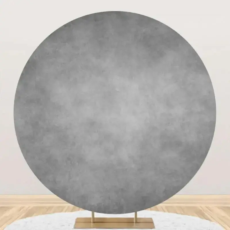 White Gray Abstract Texture Circle Birthday Backdrop - Aperturee