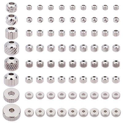80Pcs 8 Style 201 Stainless Steel Beads