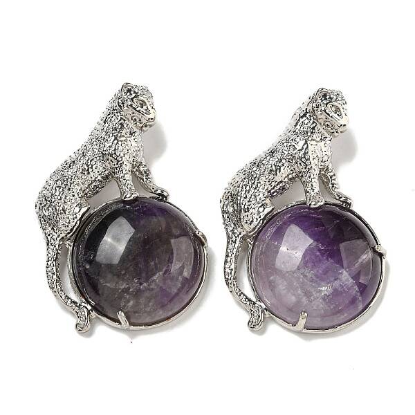 Natural Amethyst Half Round Pendants