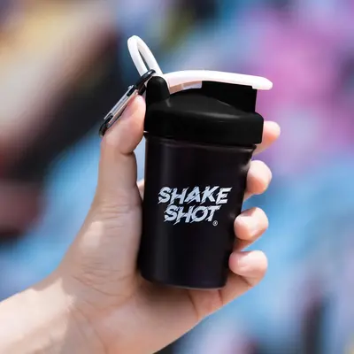 Shake Shot 4 oz Black Mini Pre-workout, Creatine, Collagen & Supplement Shaker Bottle with Clip & Shaker Ball BPA Free