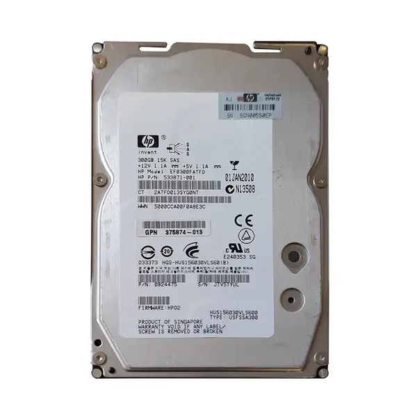 375874-013 HP 300GB 3Gb/s SAS 15000 3.5-inch Hard Drive