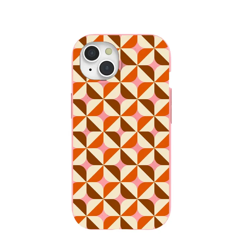 Bubblegum Pink Groovy Tiles iPhone 15 Case