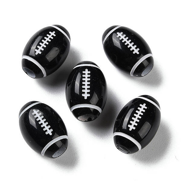 Spray Printed Opaque Acrylic European Beads