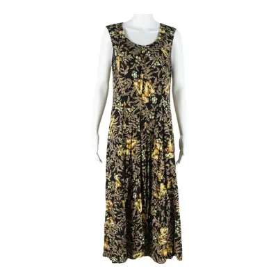 JAMIE BROOKE Womens Day Dress Black Floral Sleeveless Midi L