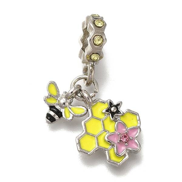Rack Plating Alloy Rhinestone European Dangle Charms