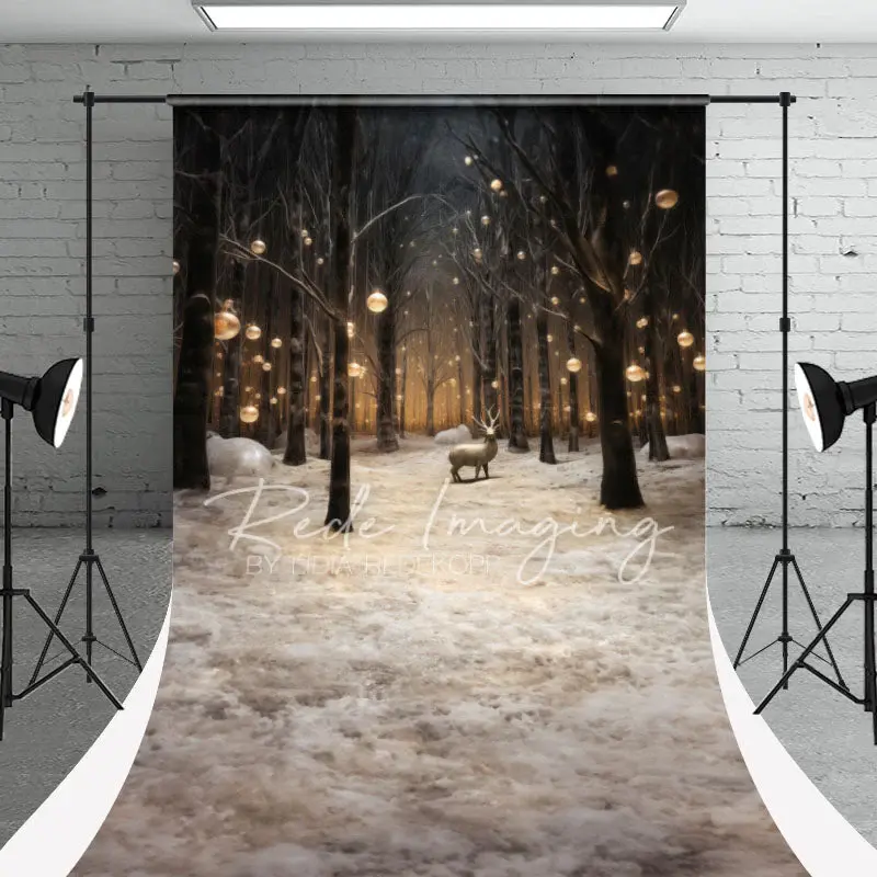 Reindeer Winter Forest Christmas Photo Backdrop - Aperturee