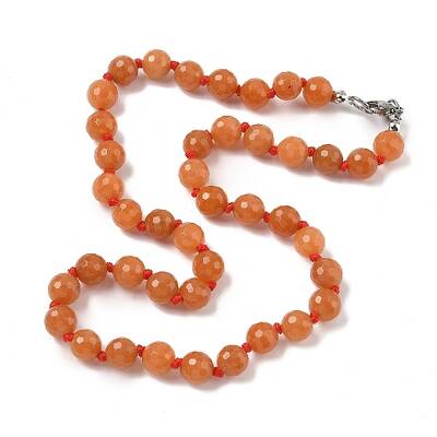 8mm Faceted Round Natural Red Aventurine Beaded Necklaces