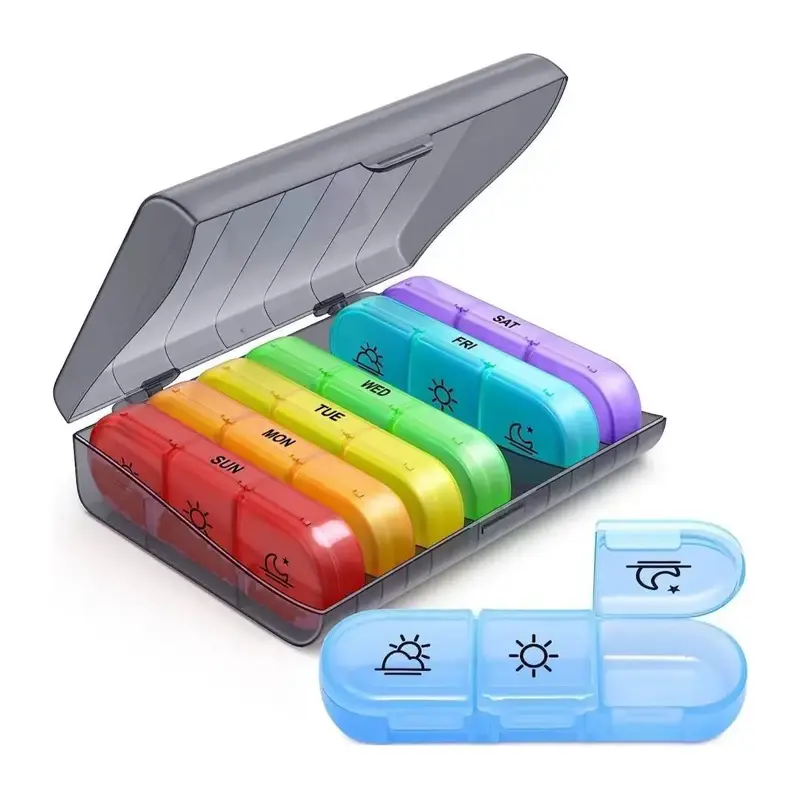 7 Days Portable Travel Pill Box, 1 Set Daily 3 Times Pill Organizer, Pill Storage Box for Travel, Home, Office