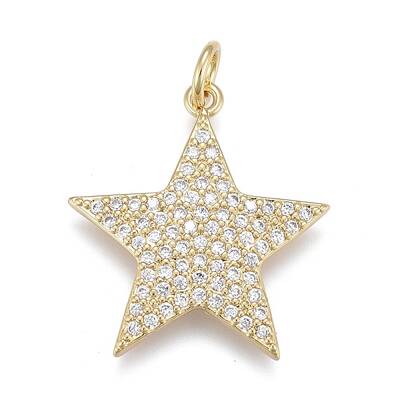 Brass Micro Pave Clear Cubic Zirconia Pendants