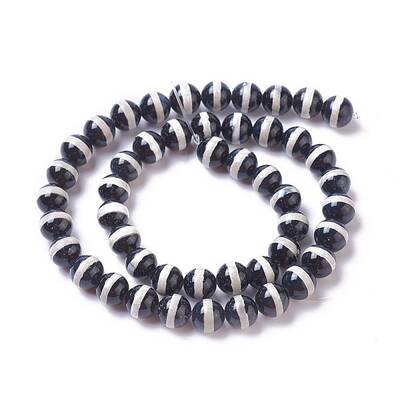 Natural Tibetan Striped Pattern dZi Agate Beads Strands