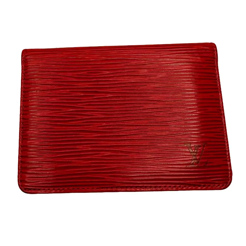 Pre-owned Louis Vuitton Leather small leather goods Red Epi Card Holder Wallet