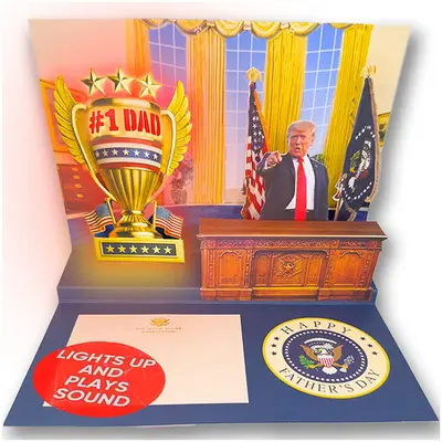 TALKING Trump Pop Up Father's Day Card with Light and Sound - Presidential Message to Dad from Donald with Trump's Real Voice...