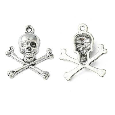 Antique Silver Tibetan Style Pirate Style Skull Pendant