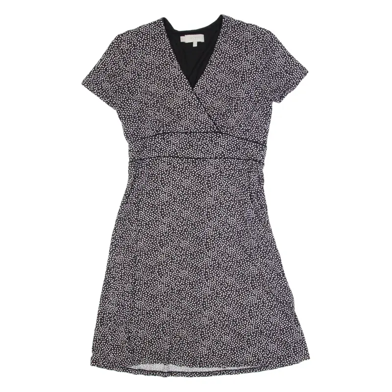 HOBBS LONDON Womens Day Dress Black Spotted Short Sleeve Knee Length UK 10