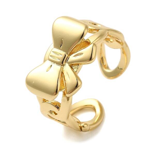 Bowknot Brass Open Cuff Rings for Women