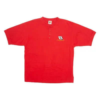 WINNER'S CIRCLE NASCAR Mens T-Shirt Red USA Button Neck L