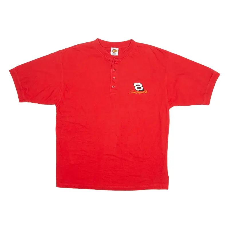 WINNER'S CIRCLE NASCAR Mens T-Shirt Red USA Button Neck L