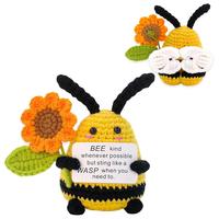Cute Bee Design Crochet Ornament, 1 Count Handmade Crochet Home Ornament, Emotional Support Gift for Friends' Birthdays, Back...