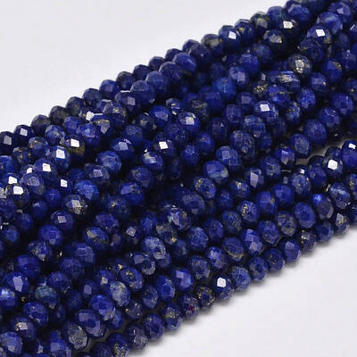 Faceted Rondelle Natural Lapis Lazuli Bead Strands