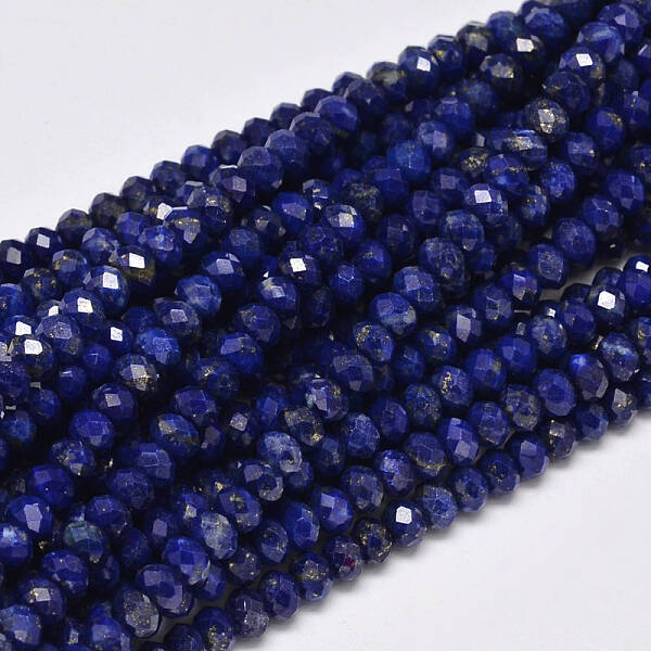 Faceted Rondelle Natural Lapis Lazuli Bead Strands