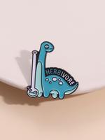 Cute Cartoon Dinosaur Design Brooch Pin, Fashion Letter Sprint Brooch for Party, Daily Clothing Decor, Trendy All-match & Exq...