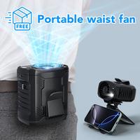 Wearable Belt Fan, 【Flare Point】Portable waist fan,Mobile phone holder,Camping waist fan,4 Speeds Hands-Free Hanging Neck...