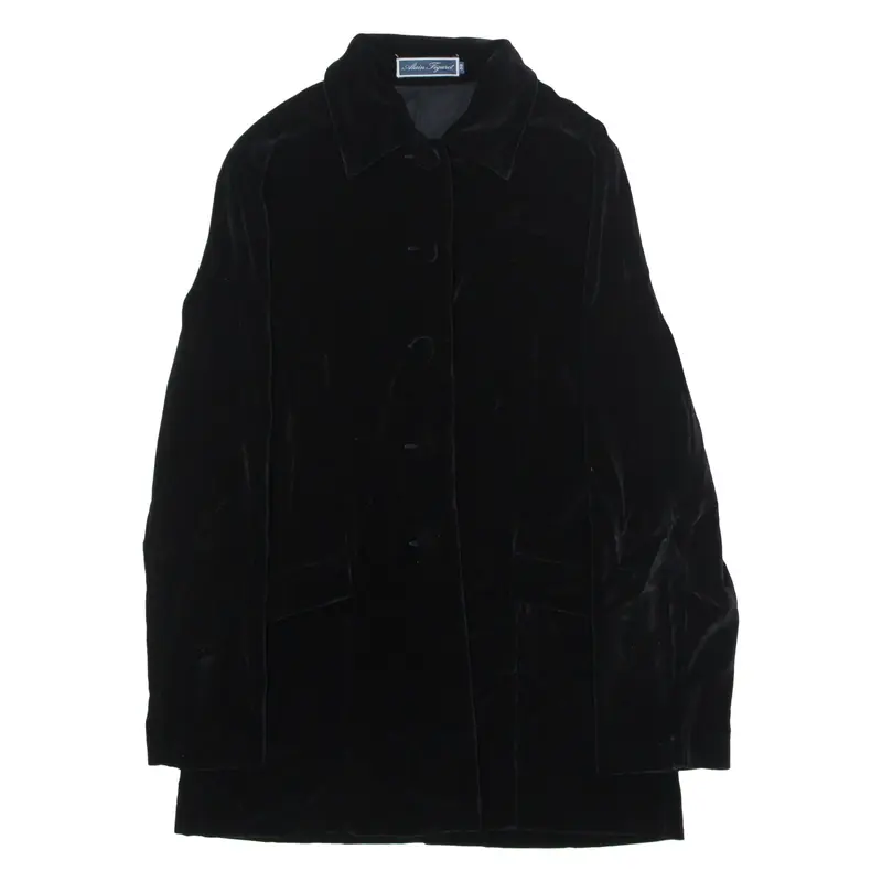 ALAIN FIGARET Womens Trench Coat Black Velvet UK 10
