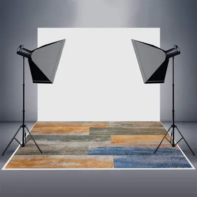 Light Yellow Blue Paint Old Wood Rubber Floor Mat - Aperturee
