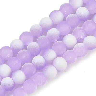 Frosted Crackle Glass Beads Strands