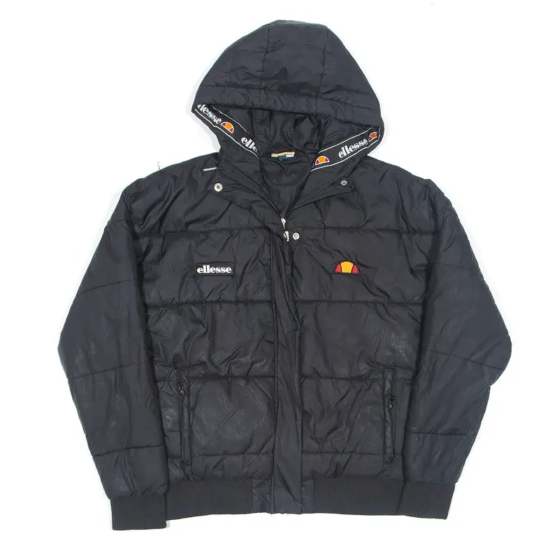 ELLESSE Puffer Jacket Black Womens UK 4