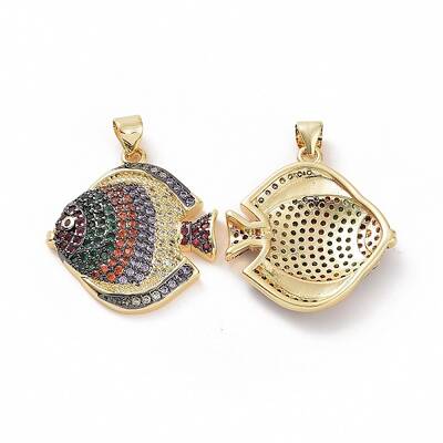 Brass Micro Pave Clear Cubic Zirconia Pendants