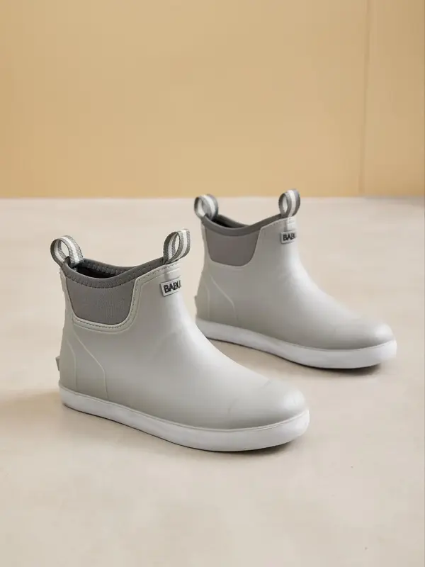 Men's Solid Color Waterproof Non-slip Rain Boots, Casual Comfortable Breathable Ankle Boots for Outdoor Garden Commute, Fashi...