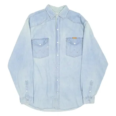 WRANGLER Mens Denim Shirt Beige Long Sleeve L