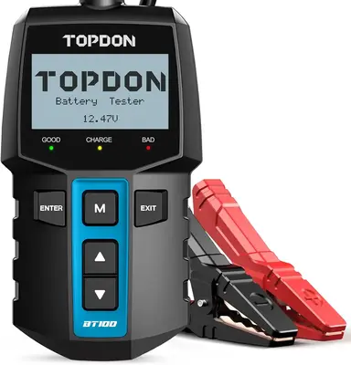 TOPDON BT100 Car Battery Tester 12V Load Tester, 100-2000 CCA Automotive Alternator Tester Digital Auto Battery Analyzer Cha...