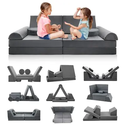 MOPHOTO Kids Couch Play Set, Modular Kids Sofa Couch Fold Out Couch Playhouse Play Set for Toddlers, Creative Couch Kids Foam...