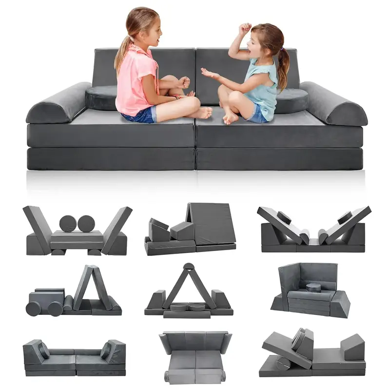 MOPHOTO Kids Couch Play Set, Modular Kids Sofa Couch Fold Out Couch Playhouse Play Set for Toddlers, Creative Couch Kids Foam...