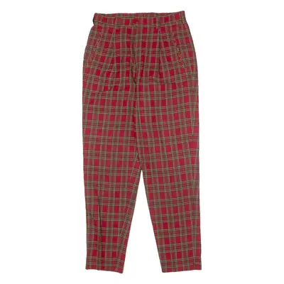 BOGNER Tartan Womens Trousers Red Regular Tapered Wool W28 L28