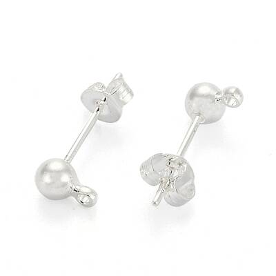 Silver Color Plated Brass Post Earring Findings
