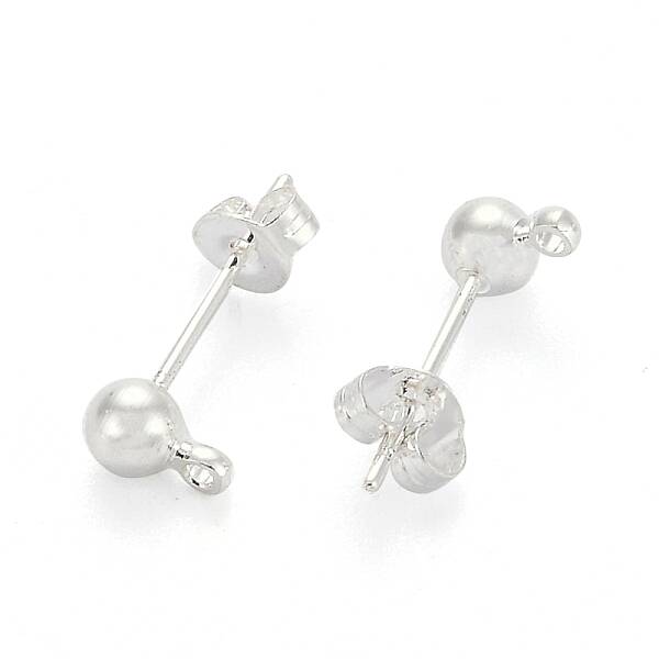 Silver Color Plated Brass Post Earring Findings